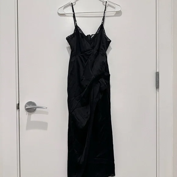 match made in heaven lace pleated ruffle dress Black Sleeveless Lace A Line Midi Dress With Ruffles main image 0